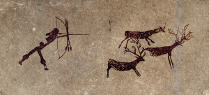 prehistoric hunter - cave painting reproduction